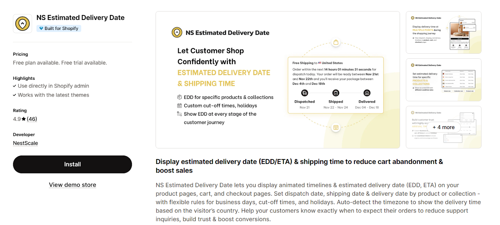 NS Estimated Delivery Date