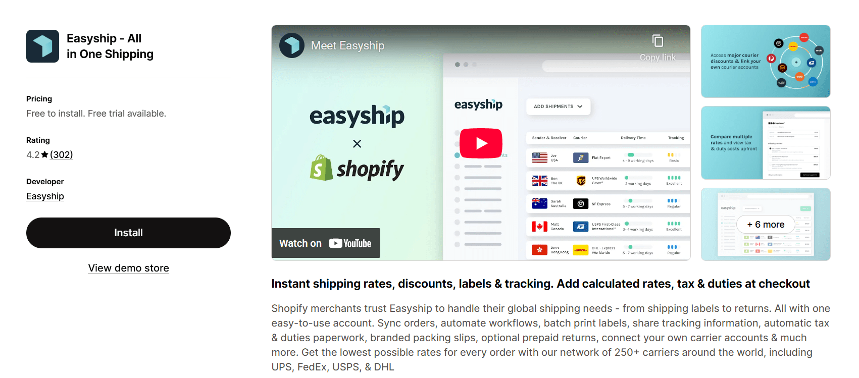Easyship Shopify app
