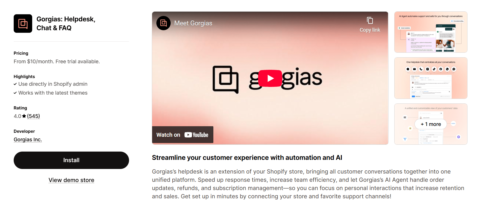 Gorgias helpdesk app