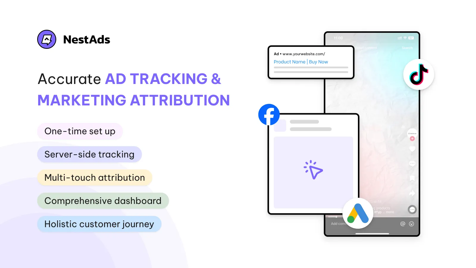 NestAds Marketing Attribution landing page