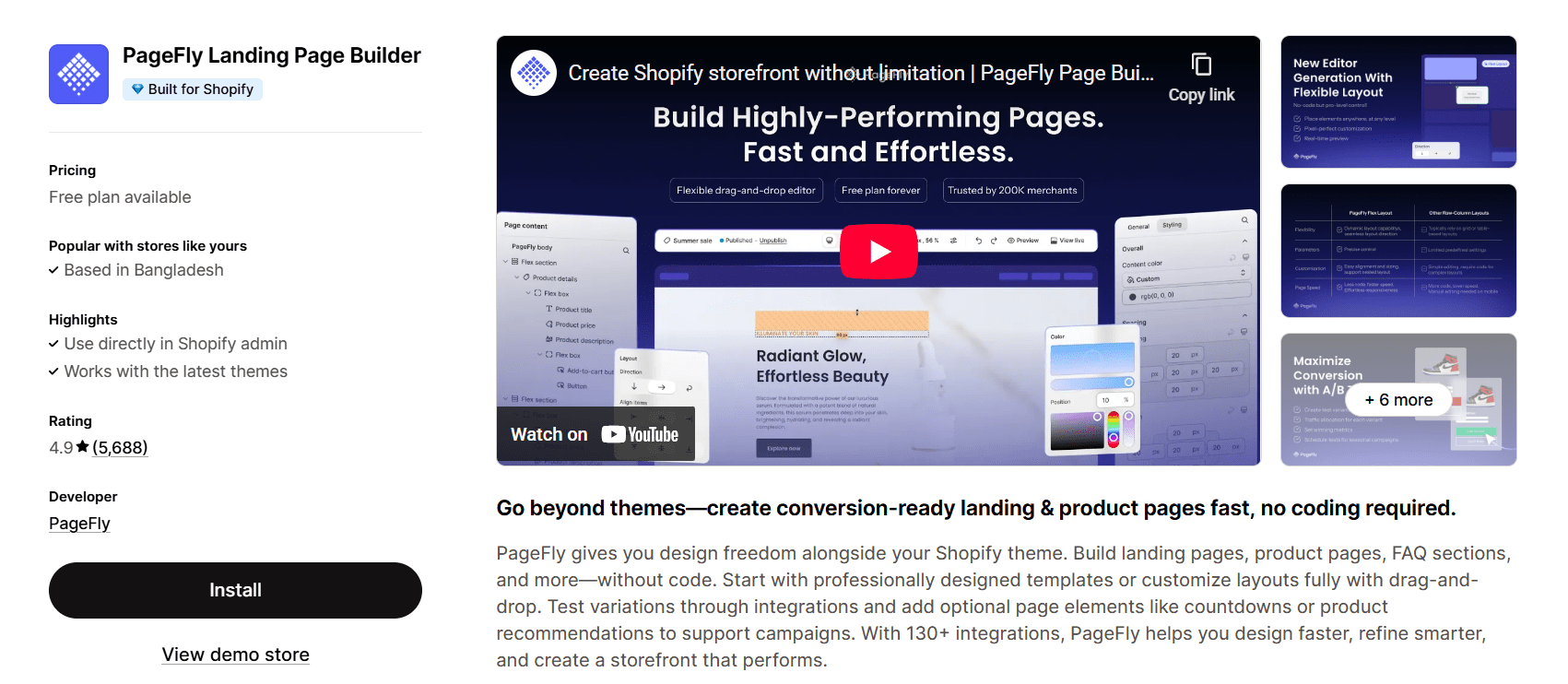 PageFly shopify app