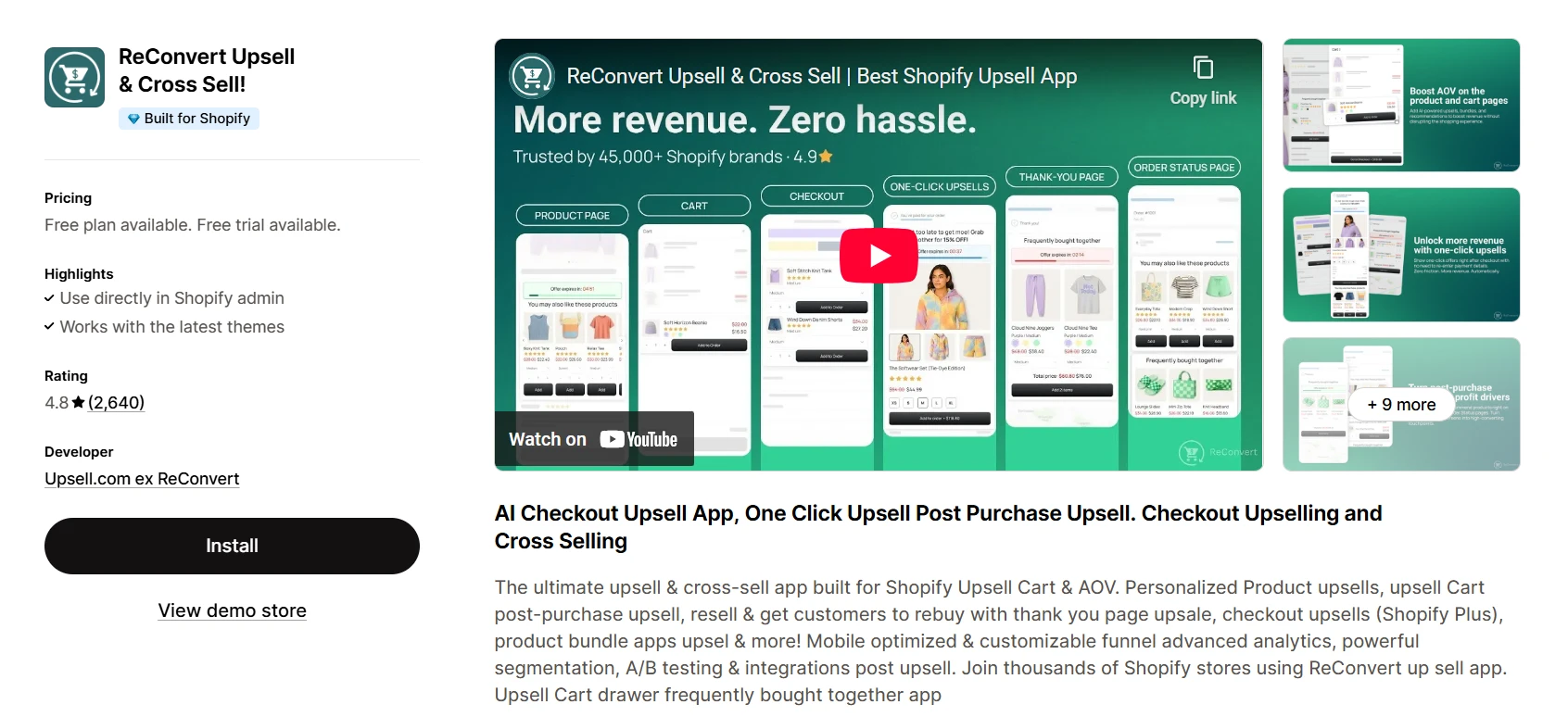 ReConvert upsell and cross-sell shopify app