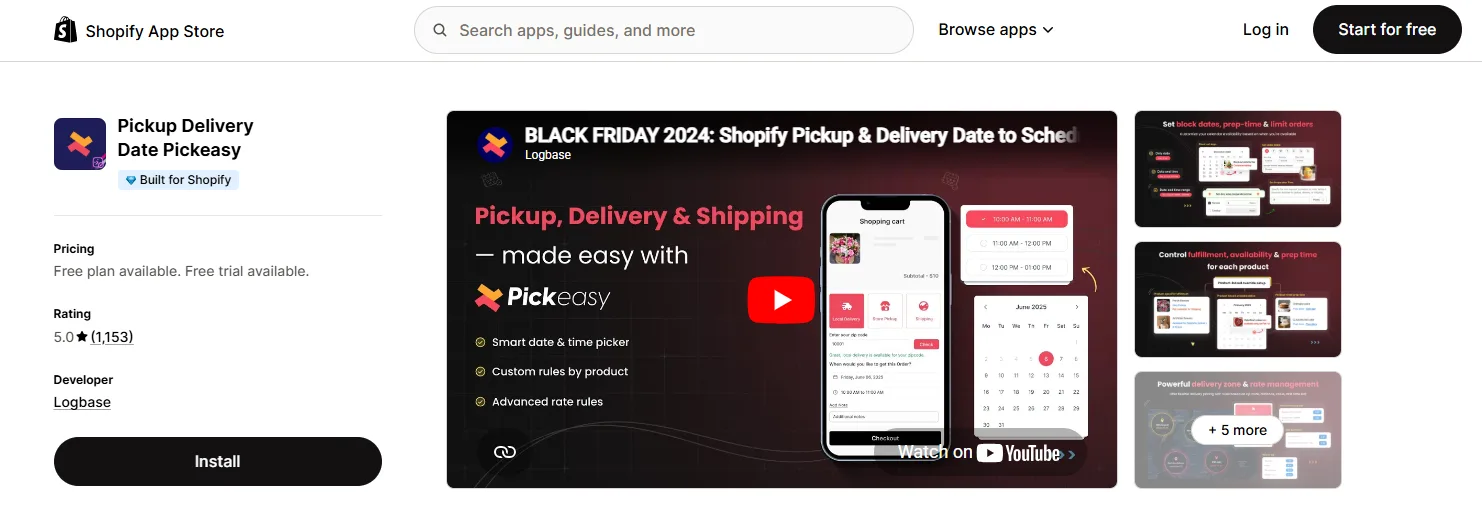 Pickeasy delivery date app