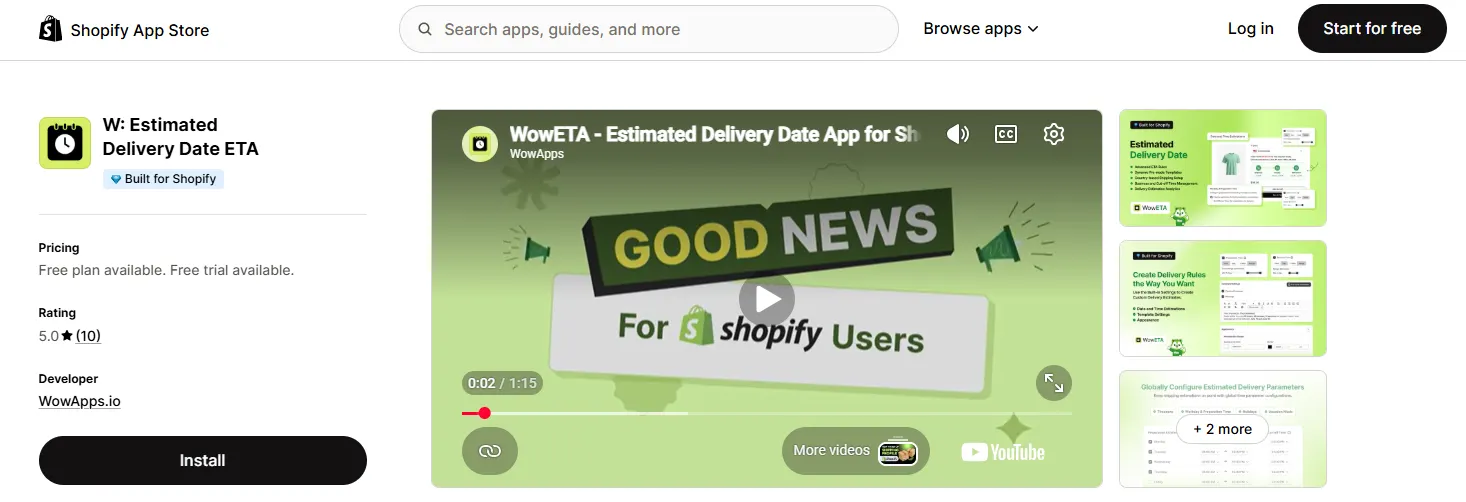 WowETA - Delivery date app