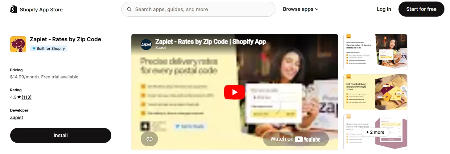 Zapiet shopify app