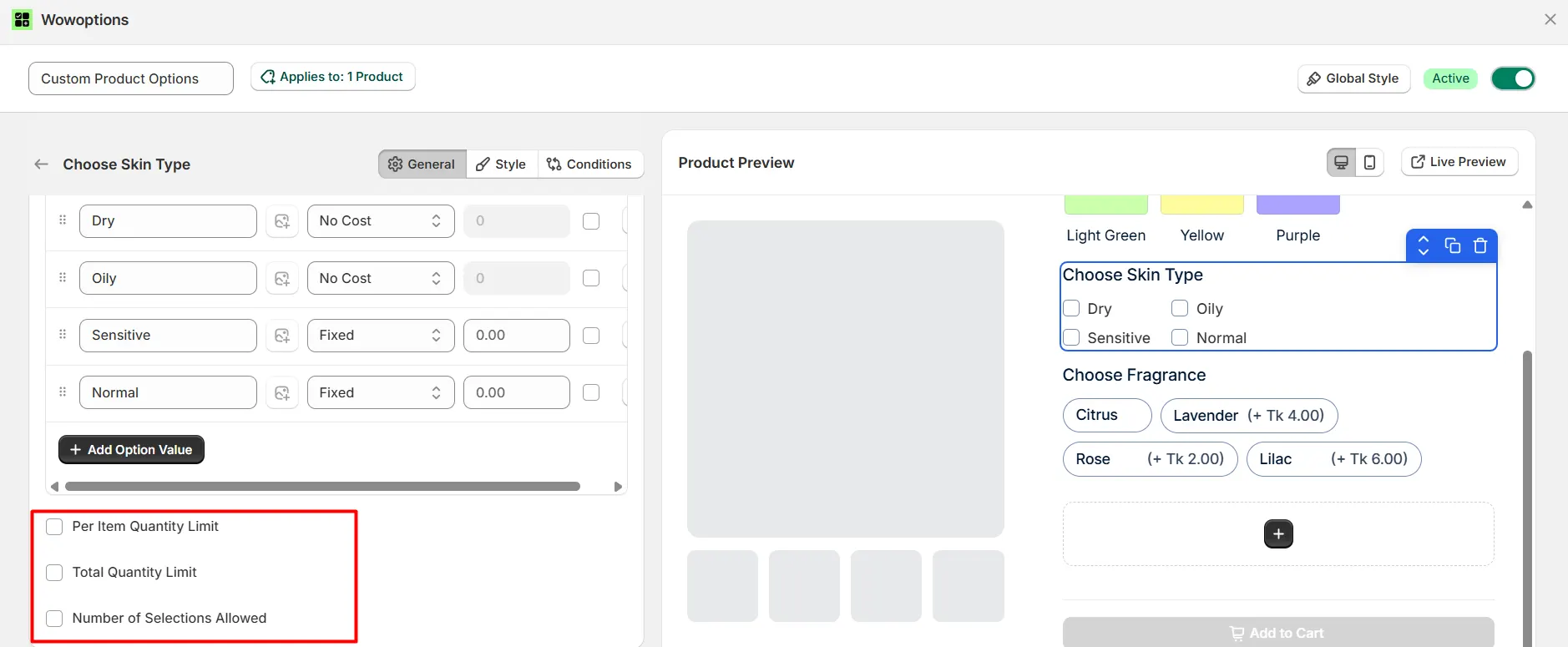 Adding checkbox as option