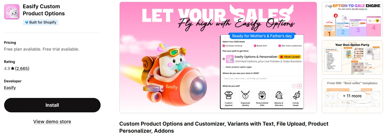 shopify app store banner image of easify