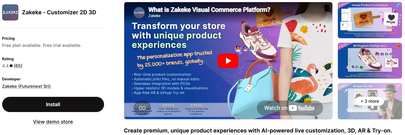 shopify app store banner image of zakeke