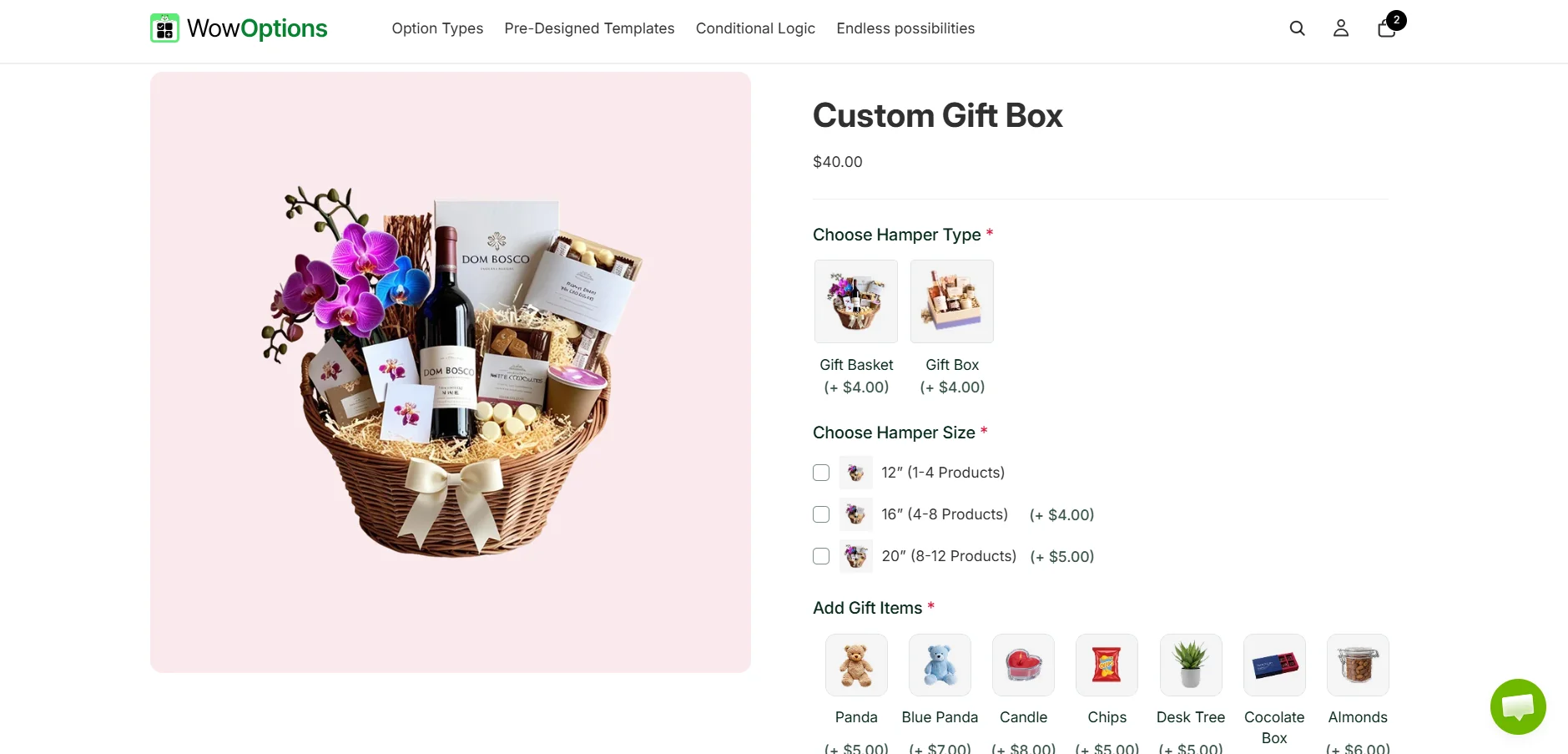 Using custom gift box template