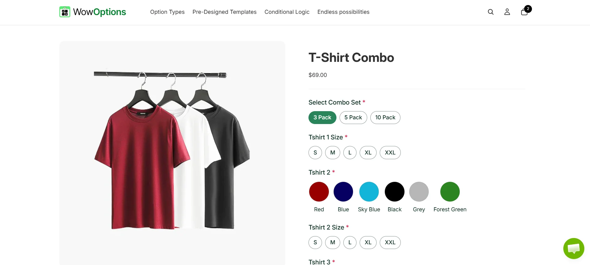 Using t-shirt combo template
