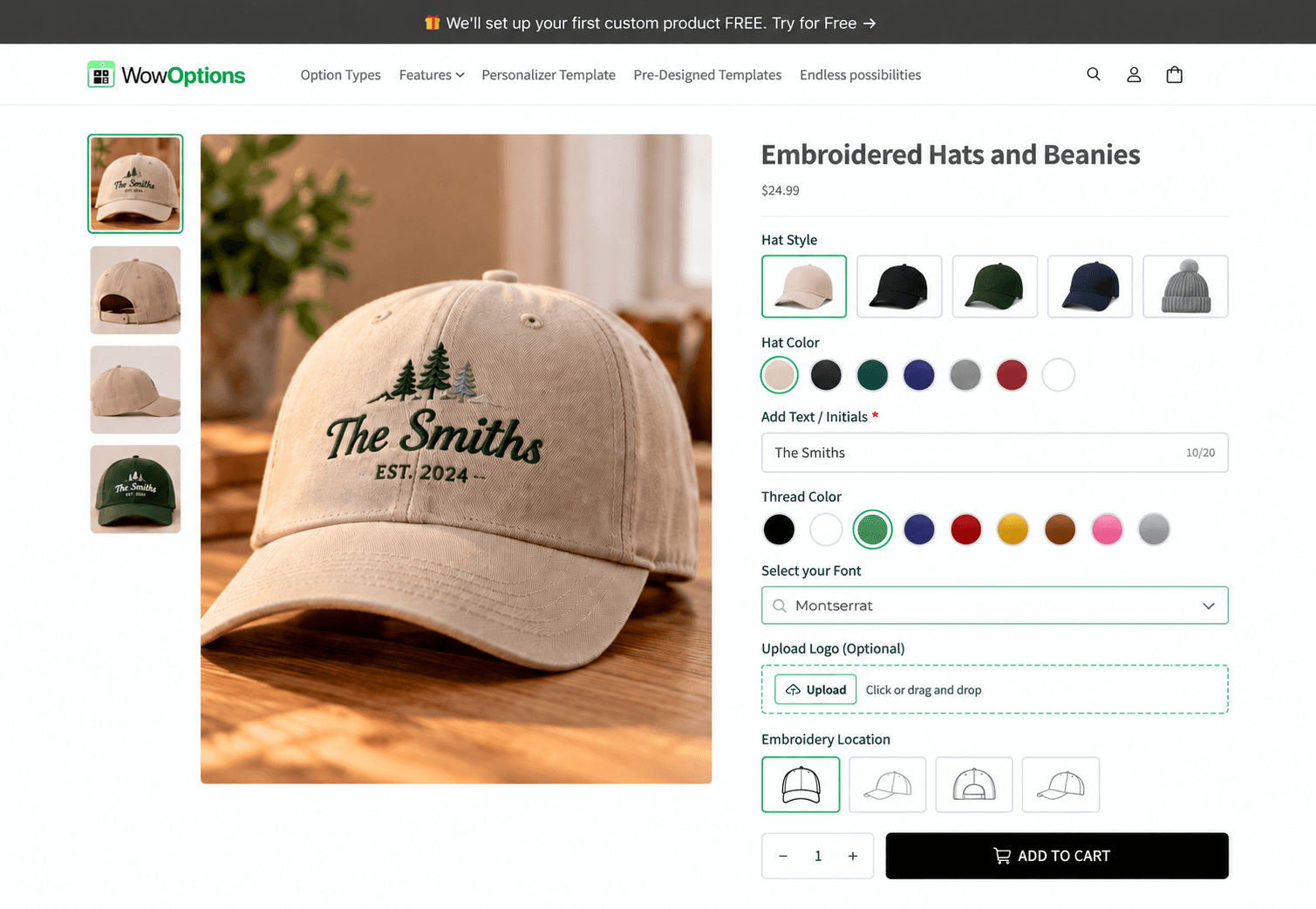 Embroidered Hats and Beanies