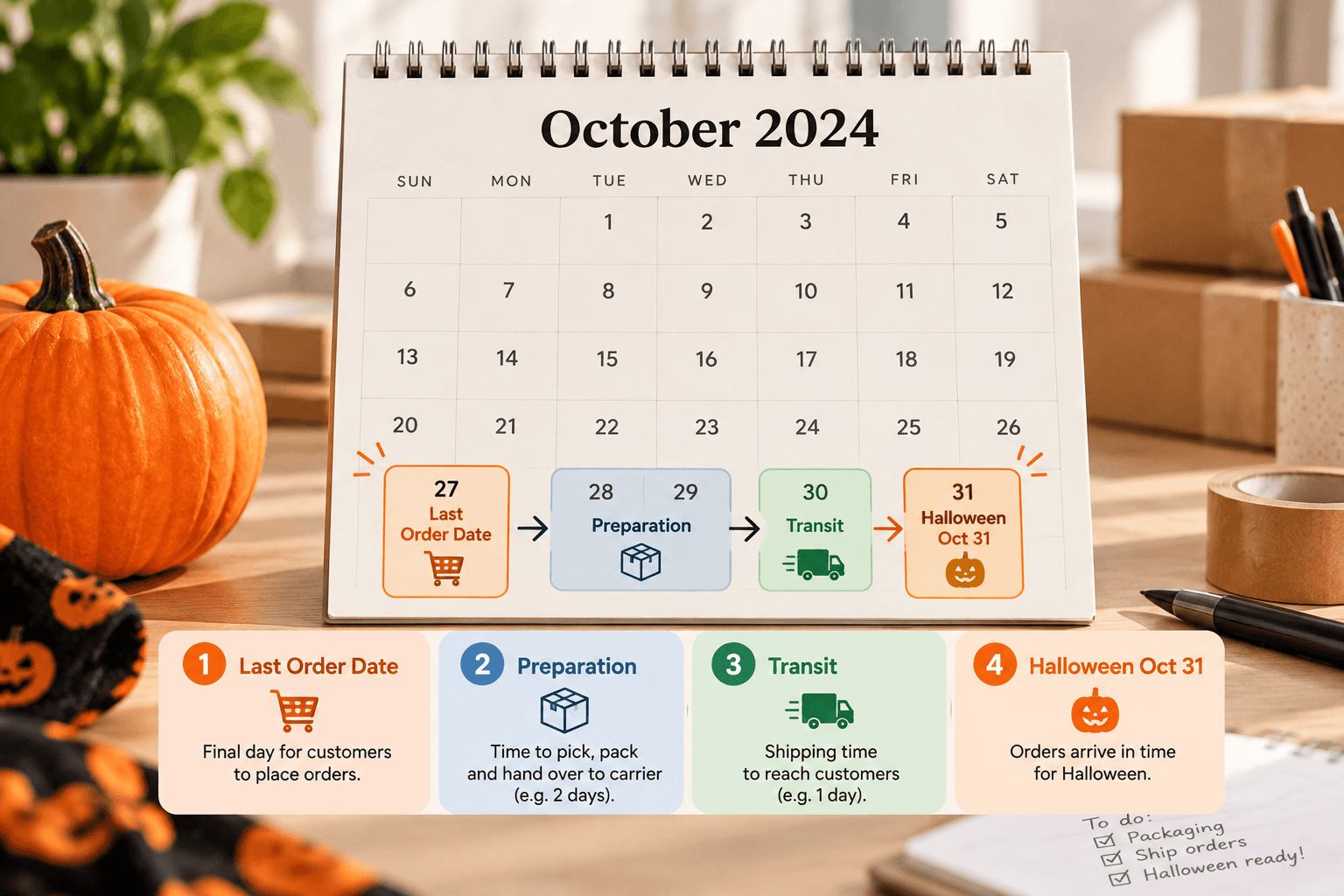 How to calculate a Halloween last order date