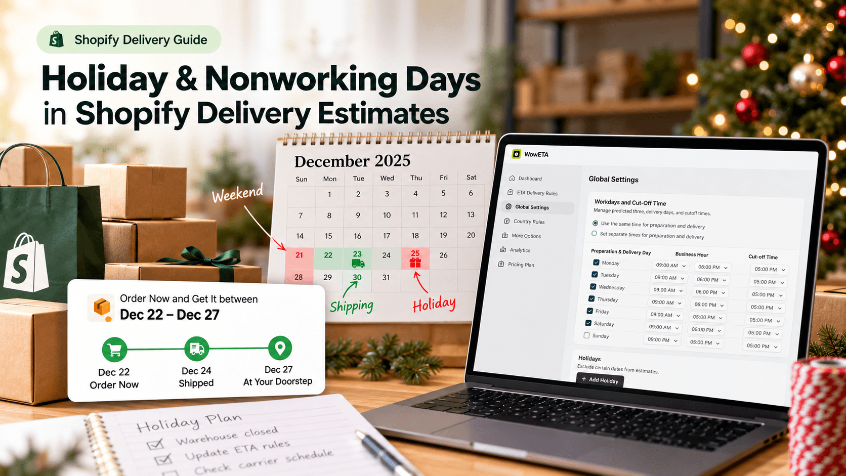 How to Account for Holidays and Nonworking Days in Shopify Delivery Estimates