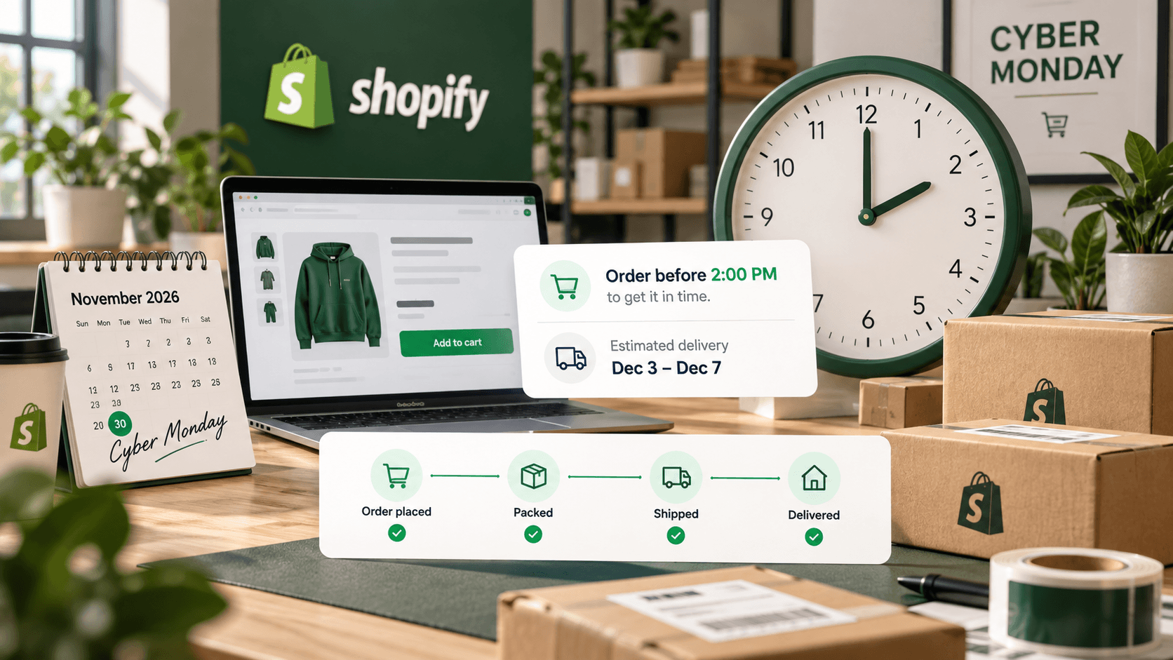 Cyber Monday order processing cutoff for Shopify shipping