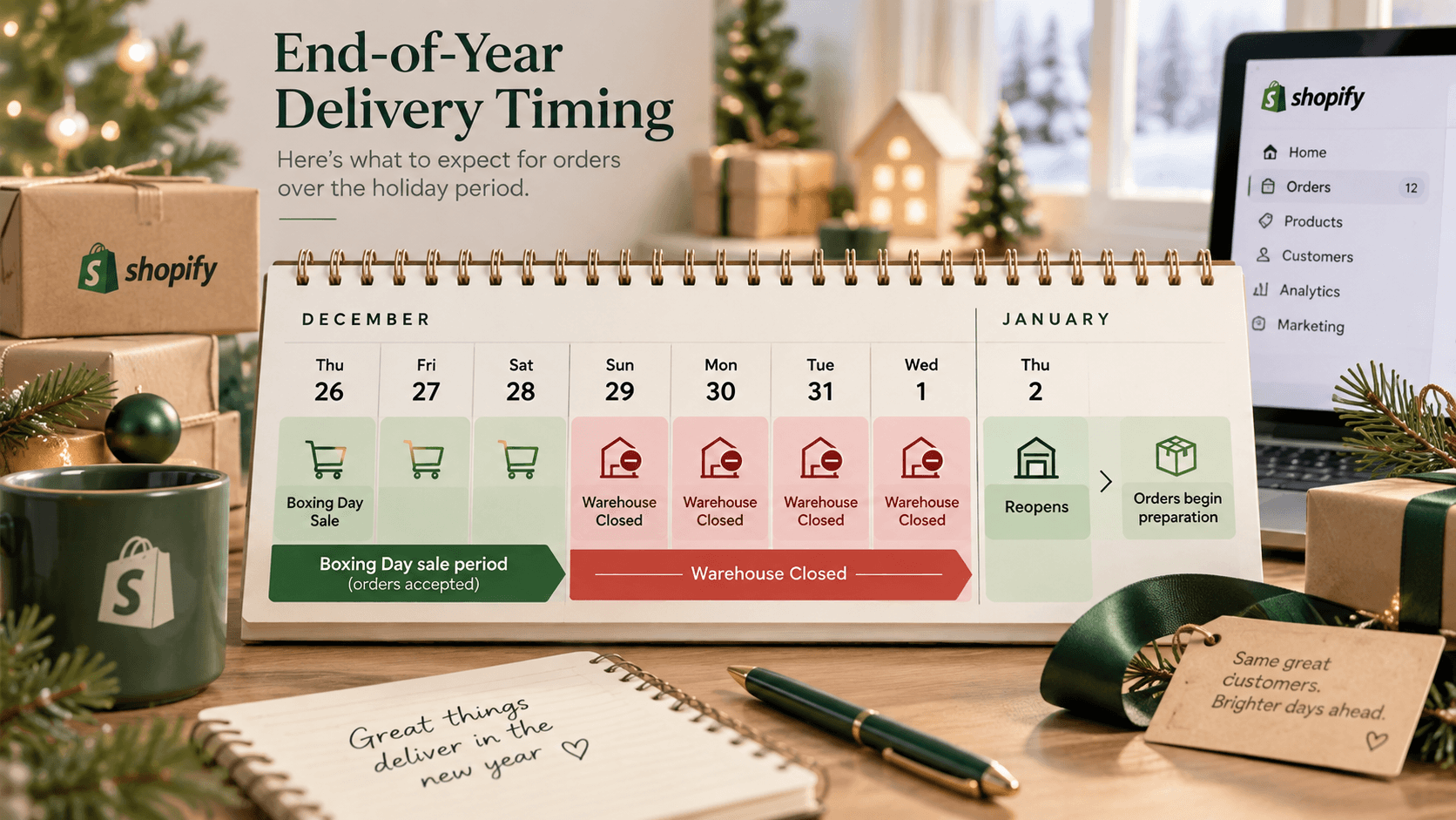 Boxing Day and New Year delivery schedule for Shopify orders