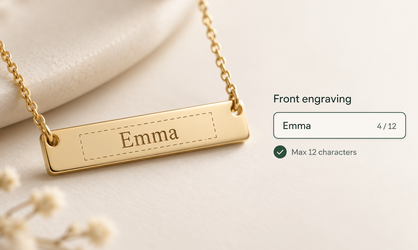 Add the engraving text with a real character limit