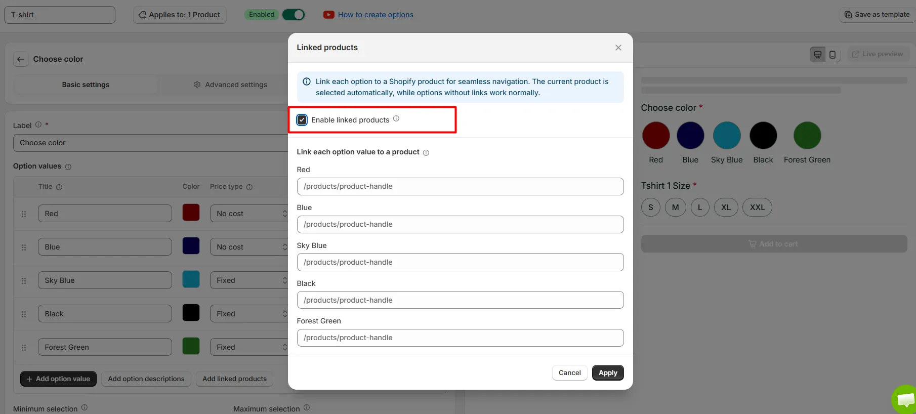 Enable Linked Products Option From Image And Color Swatches