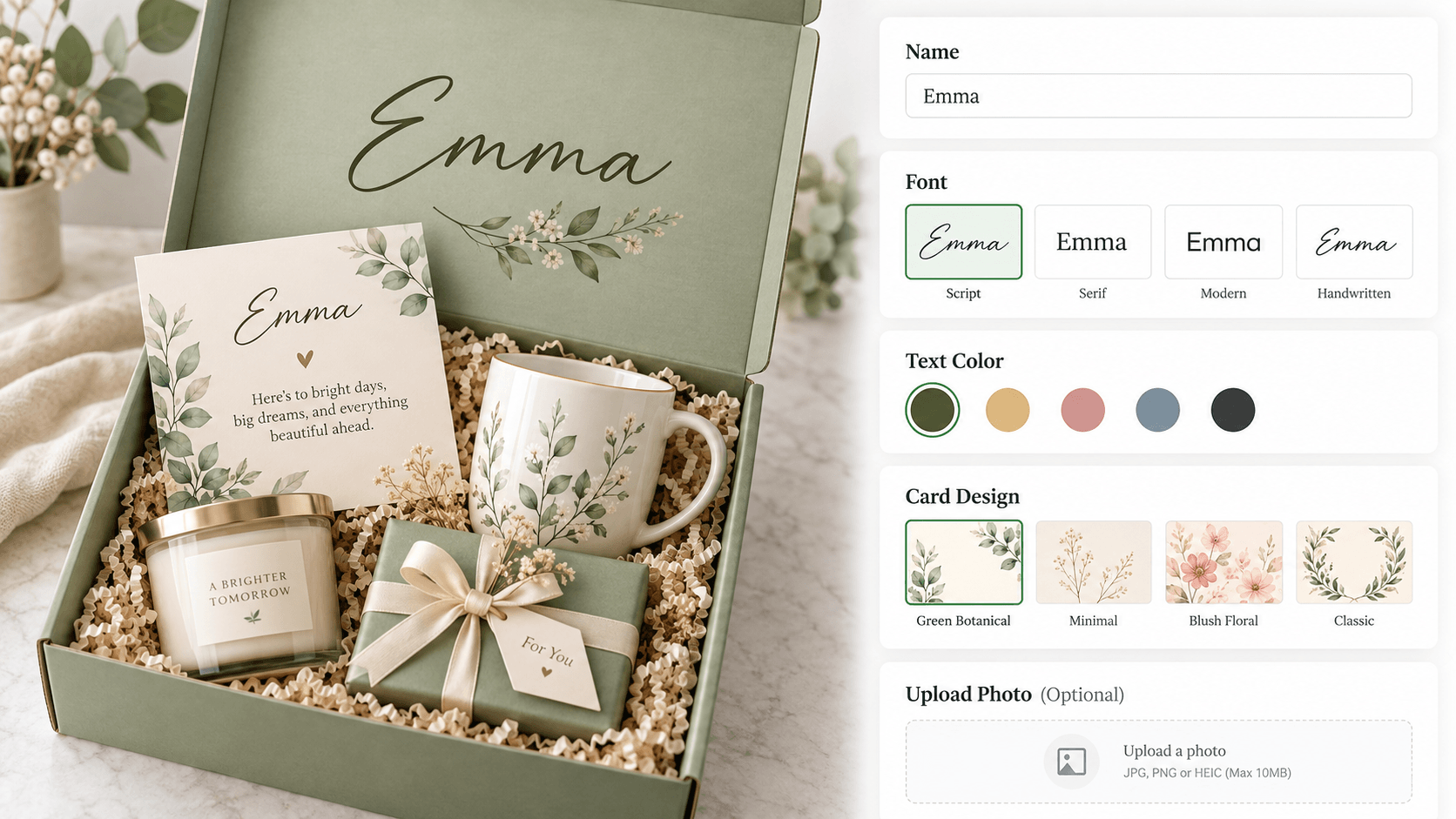 Live product customizer for personalized Shopify gift box