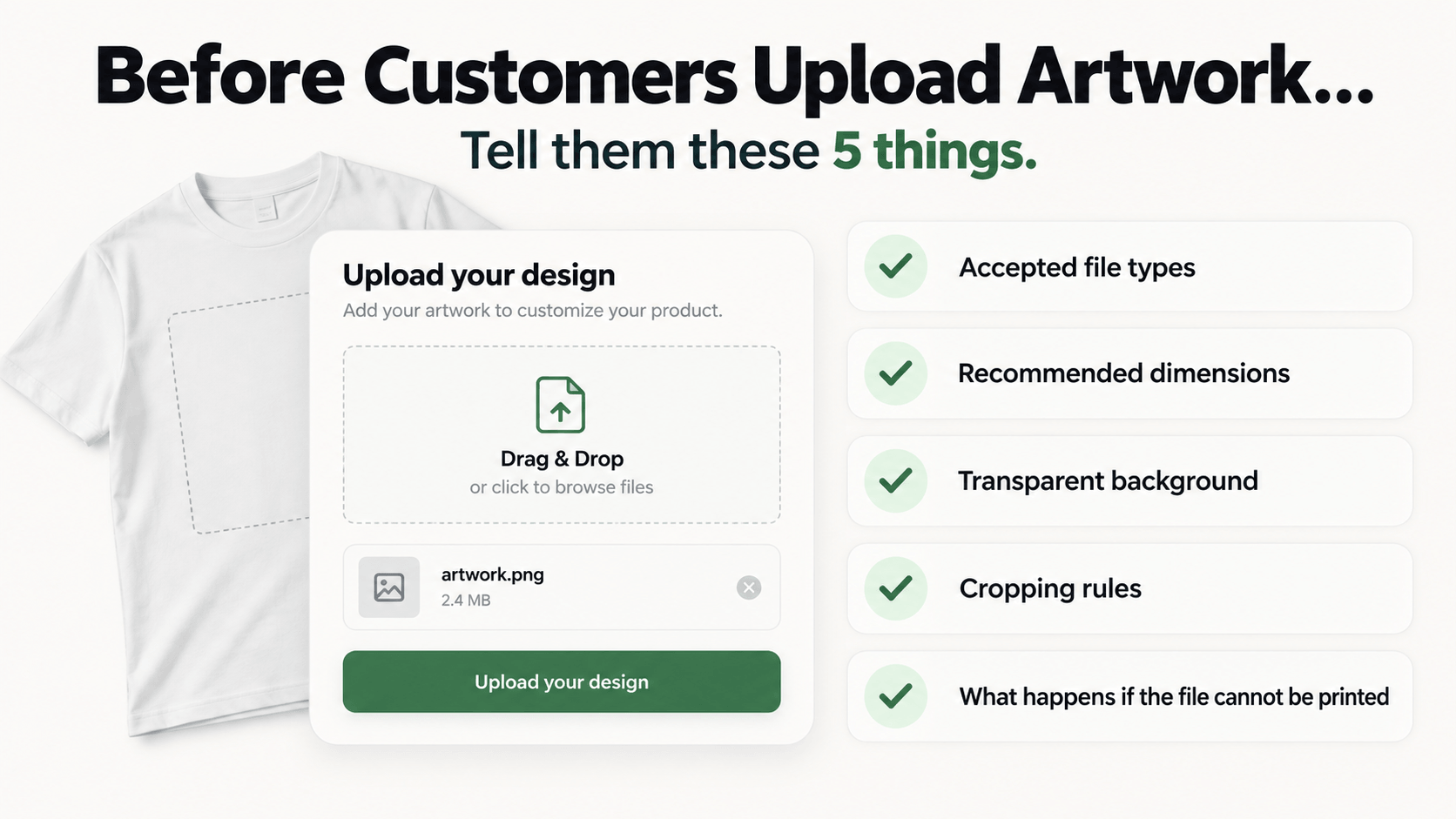 Artwork upload requirements for personalized Shopify T-shirts
