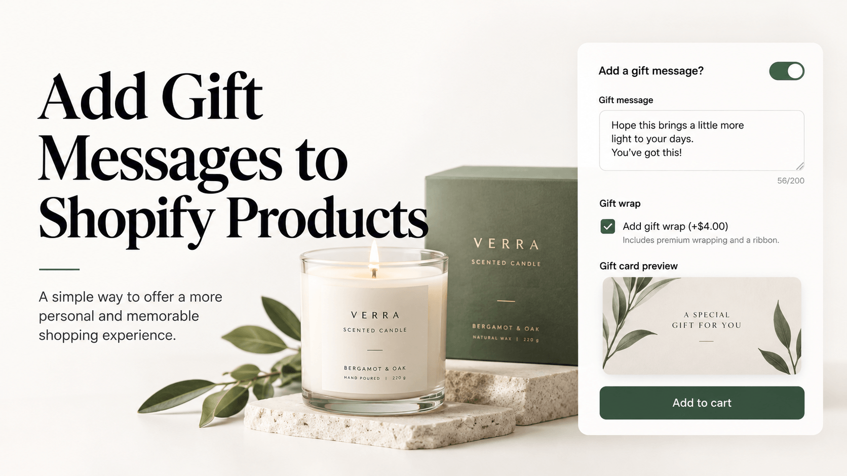 Add a gift message to a Shopify product with product options