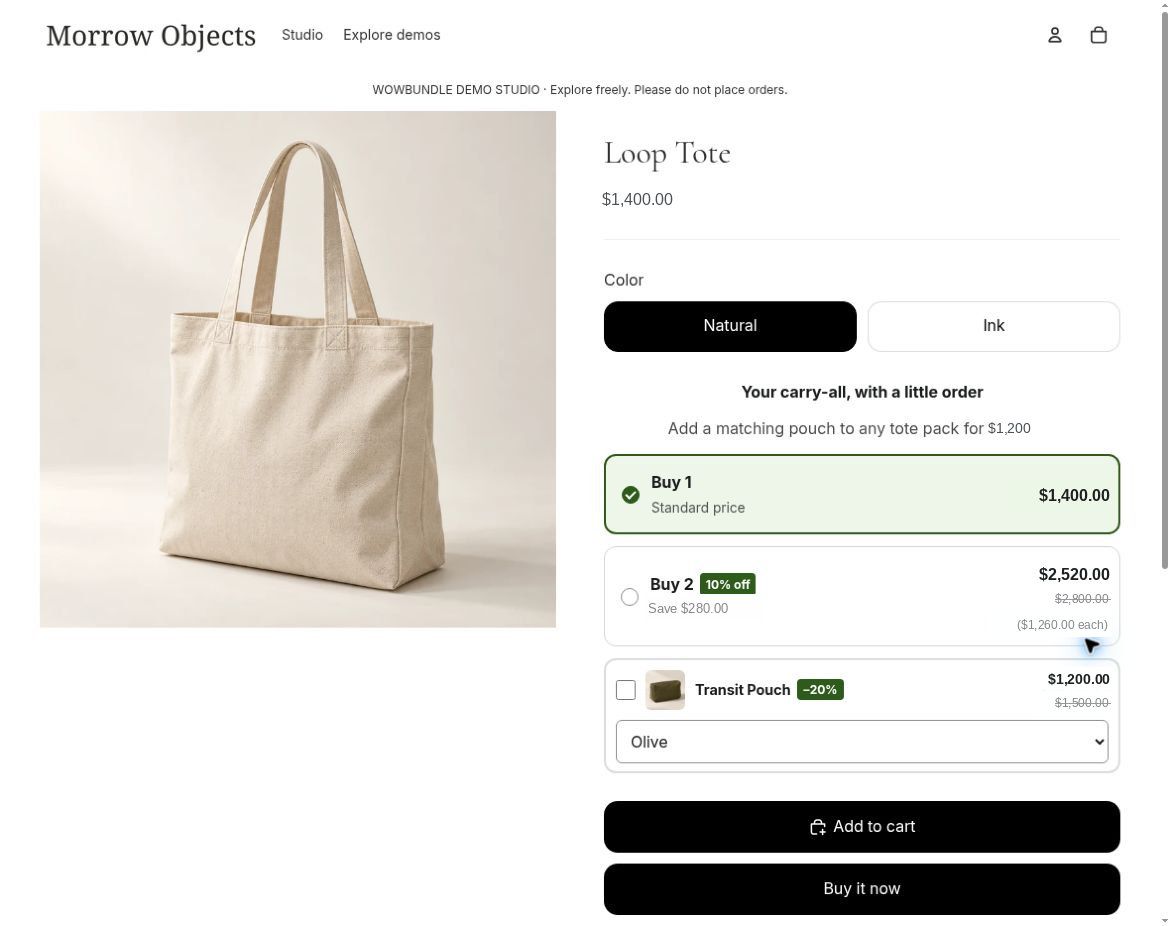 Unchecked optional pouch offer beneath a tote's quantity choices.
